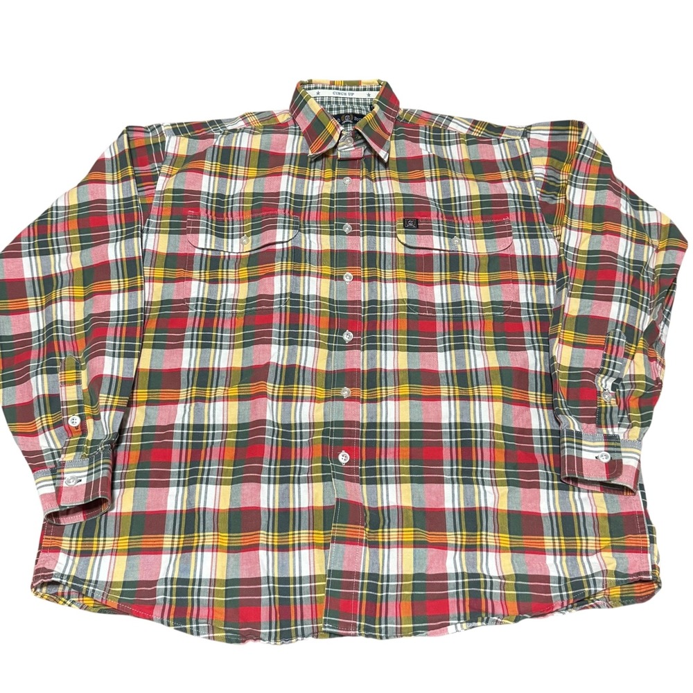 Cinch Brand Plaid Flannel Button Up Long Sleeve Western‎ Shirt Men's Size Large